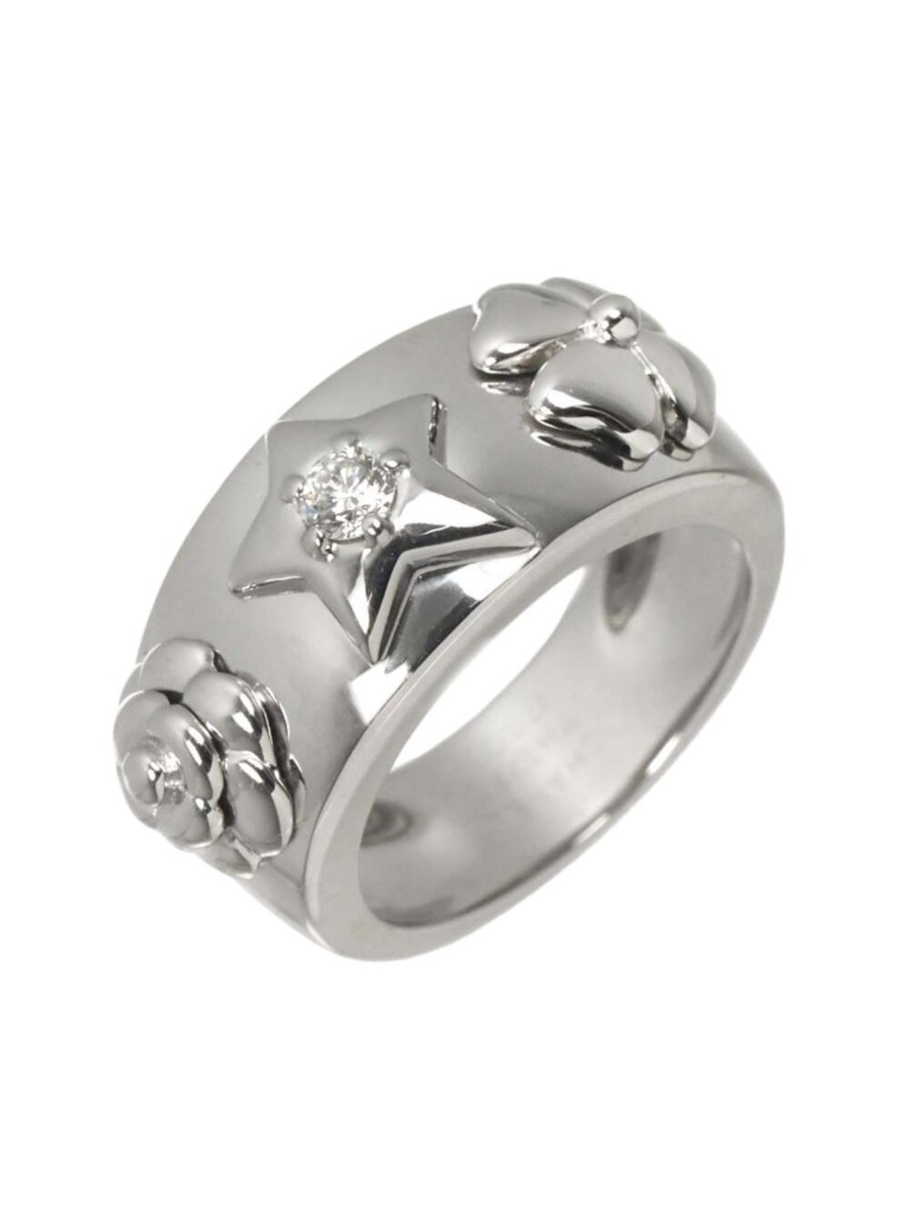 Chanel Three Symbols Ring Diamond 18k WG White Gold 750